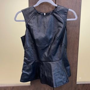 NWT Last kiss faux leather sleeveless peplum tone/back silver zipper